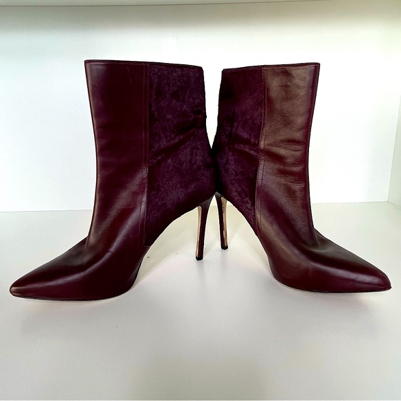 MICHAEL KORS Dawson Stiletto Ankle Boot Size 8 Burgundy Minimalist - Picture 4 of 13